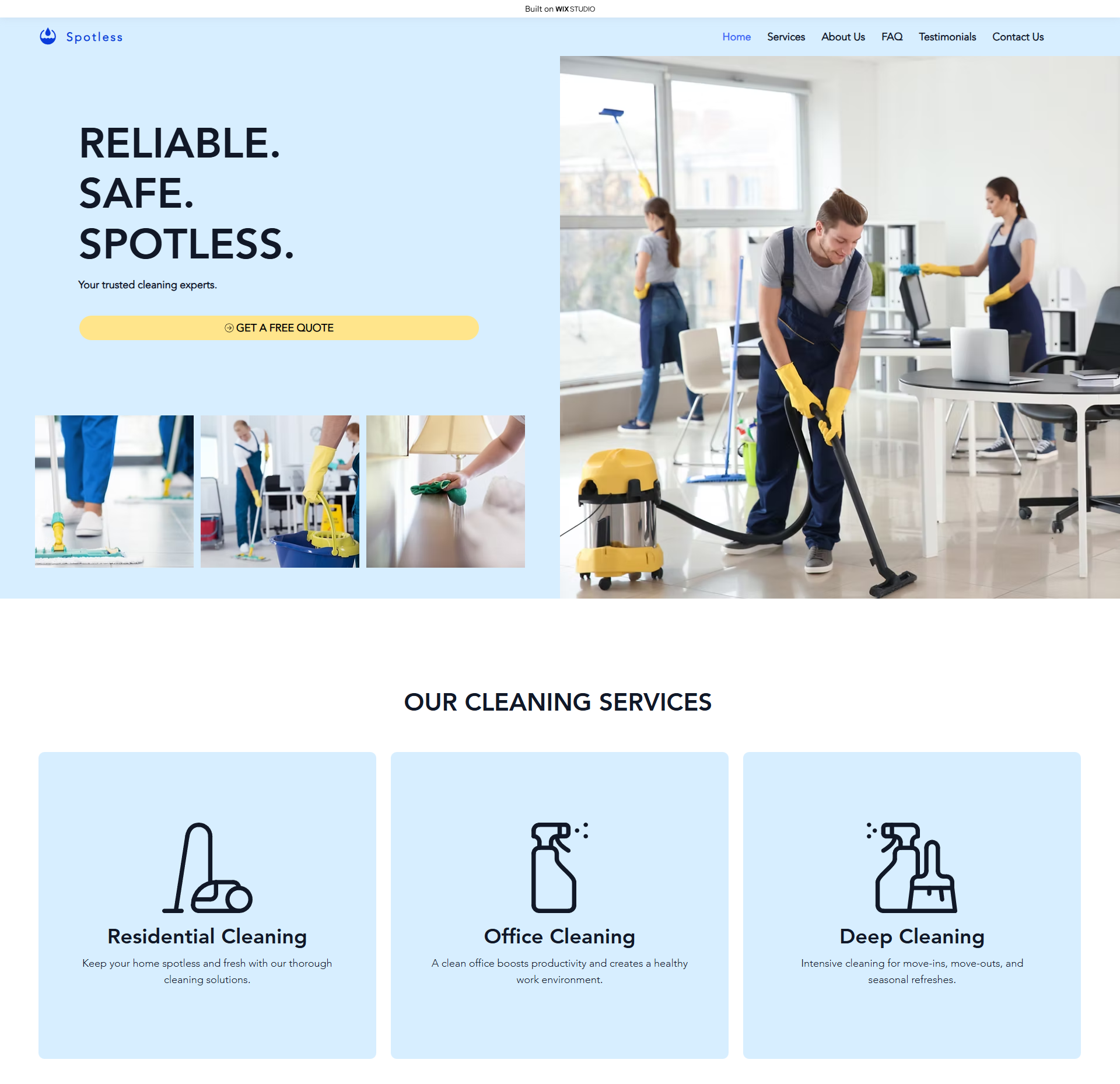 Spotless wix studio template